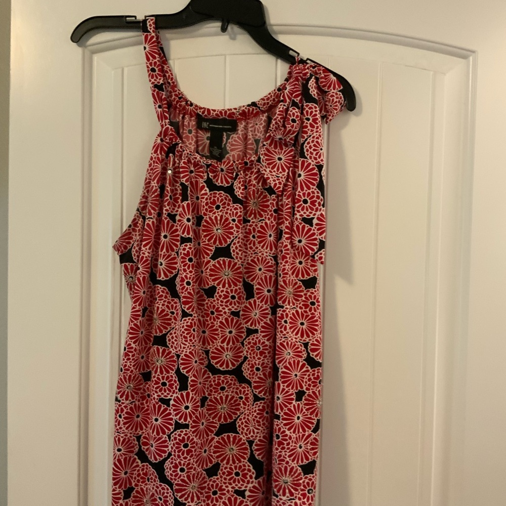 INC International Concepts Pink and Black Asymmetrical Sleeveless Top
